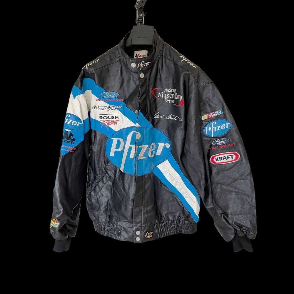 Chase Authentics NASCAR Mark Martin Pfizer Ford Roush Racing Leather Jacket XL